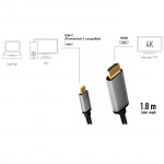 LogiLink USB-C till HDMI Kabel 4K/60Hz 1,8m Aluminium