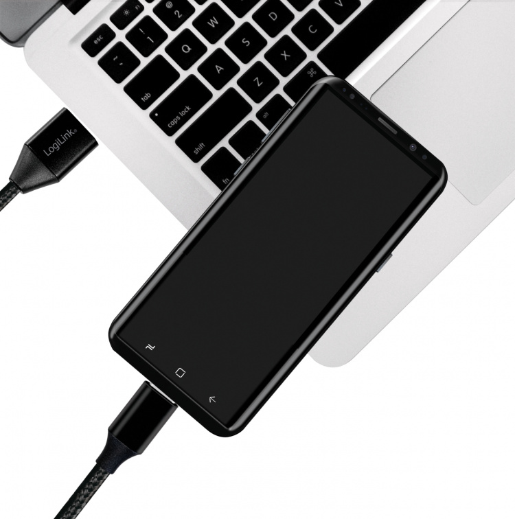 LogiLink USB-A till USB-C Kabel Flätad 15W 0,3m Svart