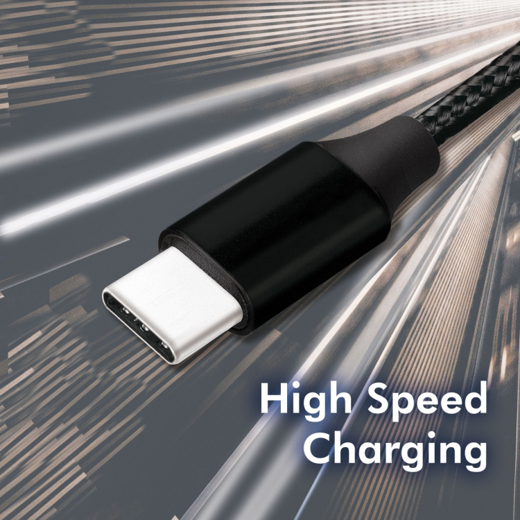 LogiLink USB-A till USB-C Kabel Flätad 15W 0,3m Svart