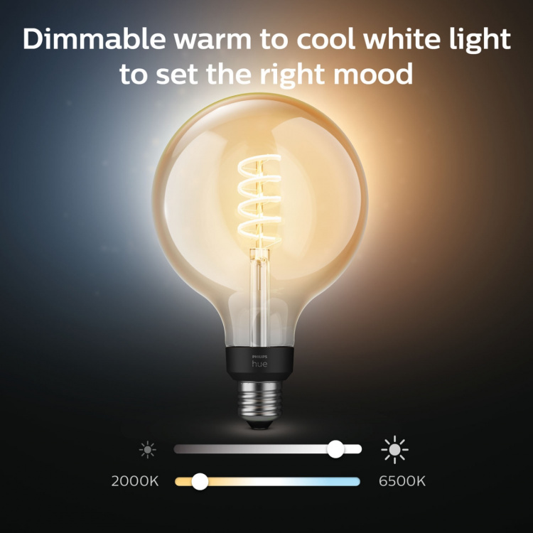 Philips Hue White Ambiance Filament E27 G125 Glob
