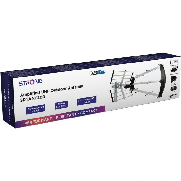 Strong TV-antenn för utomhusbruk - DVB-T2 LTE-skydd