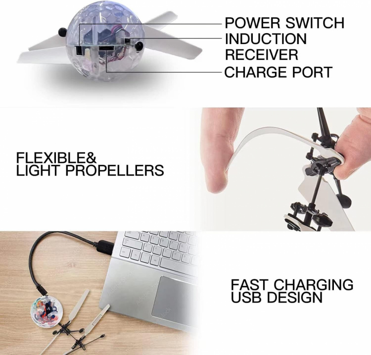 Flygande RGB-Drönare som styrs med handen Flygande RGB-Drönare som styrs med handen