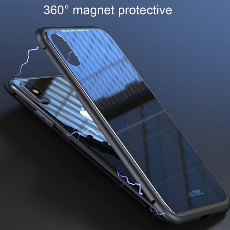 CAFELE iPhone X/XS skal i glas med magnetlås till i Silver färg