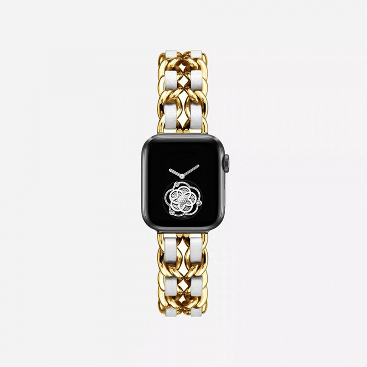 Stilrent Metallarmband till Apple Watch 38/40/41mm, Guld/vit
