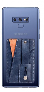 Stilren universal korthållare i PU-läder, Blå