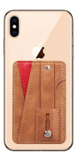 Stilren universal korthållare i PU-läder, Brun