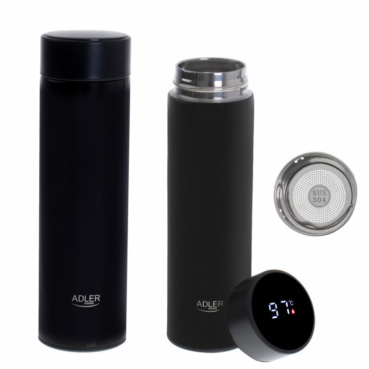 Adler AD 4506bk Termos med LED, 473ml, Svart