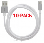 10-PACK Kabel USB-A - MicroUSB 2.4A, 1m, Vit