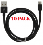 10-PACK Kabel USB-A - MicroUSB 2.4A, 1m, Svart