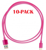 10-PACK Kabel USB-A - USB-C 2.4A, 1m, Rosa