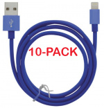 10-pack Kabel USB-A - Lightning 2.4A, 1m, Blå