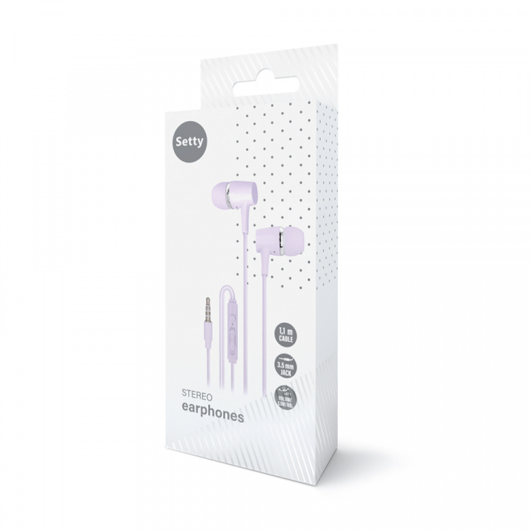 Setty Trådade hörlurar 3,5mm, Lila