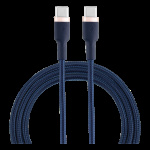 EPZI USB-C till USB-C-kabel, 60W, Flätad, 1m - Marinblå