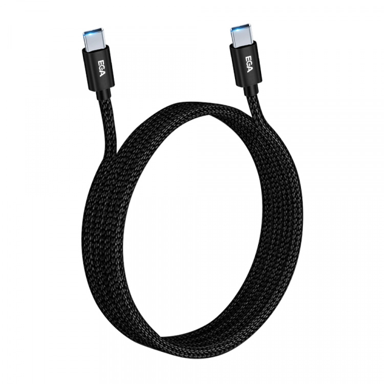 Snabbladdande USB-C till USB-C 6A 240W, 2 m, Svart Snabbladdande USB-C till USB-C 6A 240W, 2 m, Svart