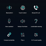 ET03 True Wireless Bluetooth-hörlurar, Svart ET03 True Wireless Bluetooth-hörlurar, Svart