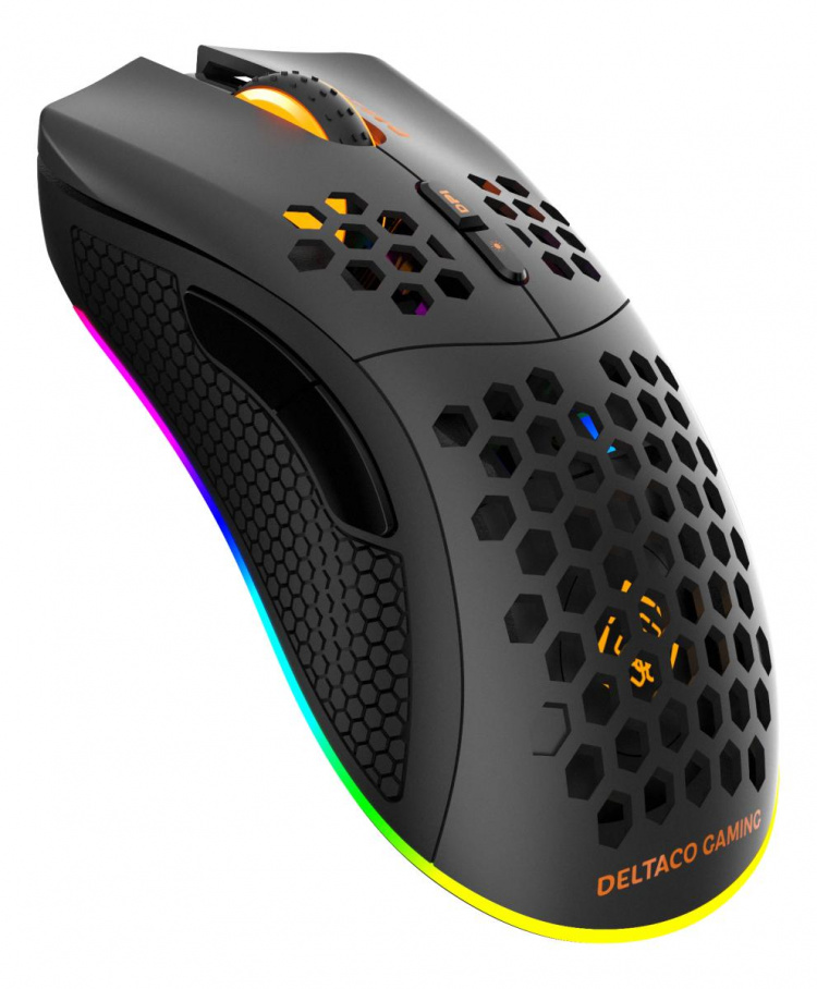 DELTACO GAMING DM220 Trådlös lättvikts gaming mus, RGB, svart
