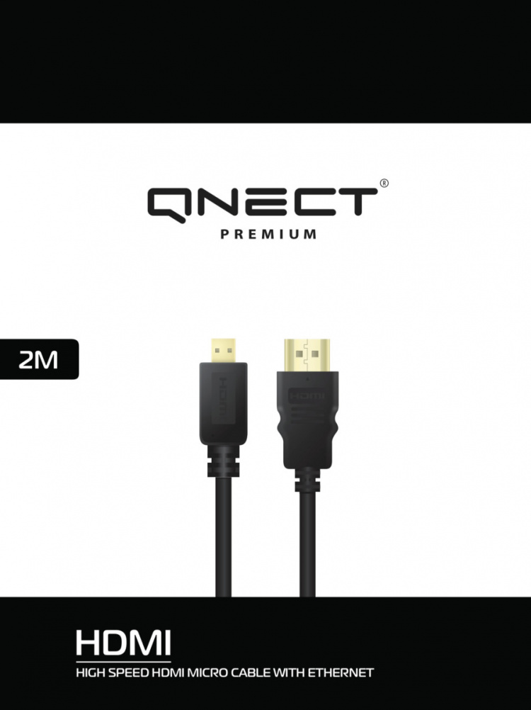 QNECT Höghastighets HDMI-kabel med Ethernet A - D, 2m