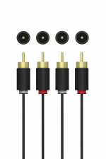 QNECT Stereo RCA-kabel, 2xRCA hane - 2xRCA hane, 3m