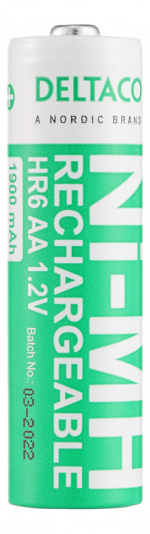 DELTACO Ultimate Ni-Mh uppladdningsbar, LR6/AA storlek, 1900mAh, 4-pack (SG) DELTACO Ultimate Ni-Mh uppladdningsbar, LR6/AA storlek, 1900mAh, 4-pack (SG)