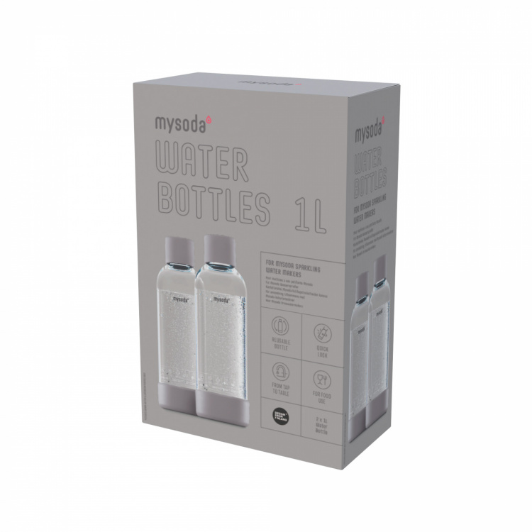 Mysoda PET-flaska 1L 2-pack, Grå