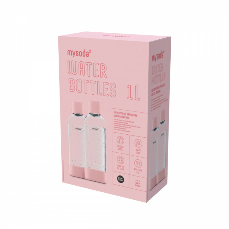 Mysoda PET-flaska 1L 2-pack, Rosa