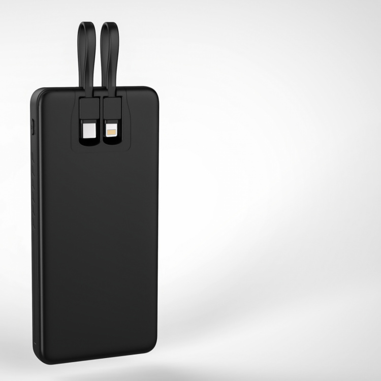 QUALO QTPB10-LD-23-01 Powerbank 10 000 mAh PD med LED, Svart