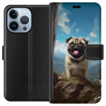 Plånboksfodral till Apple iPhone 13 Pro med Glad Hund motiv Plånboksfodral till Apple iPhone 13 Pro med Glad Hund motiv