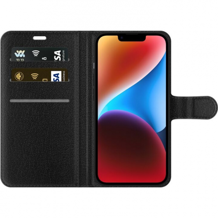 Plånboksfodral till Apple iPhone 14 med Fotboll motiv