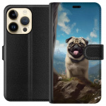 Plånboksfodral till Apple iPhone 15 Pro med Glad Hund motiv Plånboksfodral till Apple iPhone 15 Pro med Glad Hund motiv