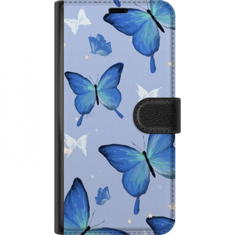 Plånboksfodral till Apple iPhone XR med Blå fjärillar motiv
