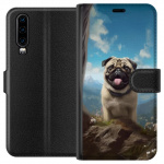 Plånboksfodral till Huawei P30 med Glad Hund motiv Plånboksfodral till Huawei P30 med Glad Hund motiv