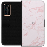Plånboksfodral till Huawei P40 med Rosa Hjärta motiv Plånboksfodral till Huawei P40 med Rosa Hjärta motiv