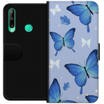 Plånboksfodral till Huawei P40 lite E med Blå fjärillar motiv Plånboksfodral till Huawei P40 lite E med Blå fjärillar motiv