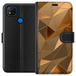 Plånboksfodral till Xiaomi Redmi 9C med 3D Guld motiv