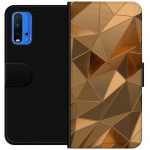 Plånboksfodral till Xiaomi Redmi Note 9 4G med 3D Guld motiv