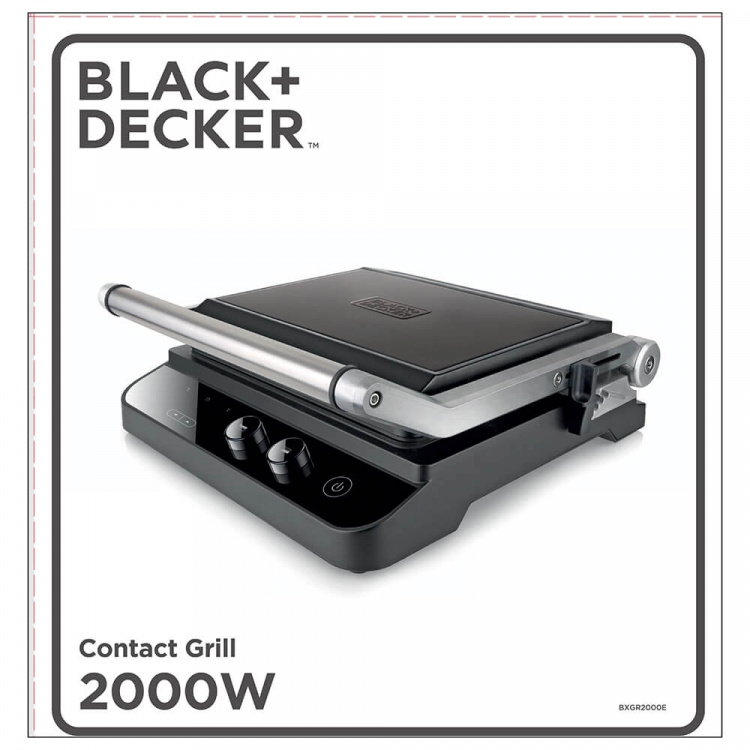 BLACK+DECKER Bordsgrill, Extra Platta 2000W, Borstat Stål