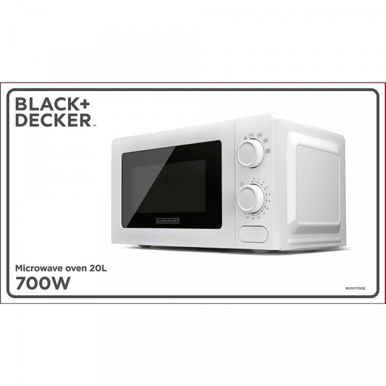 BLACK+DECKER Mikrovågsugn 20L 700W Vit