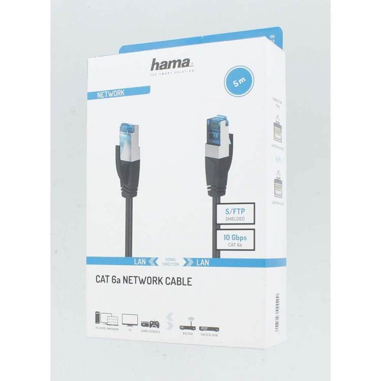 Hama Nätverkskabel CAT6a S/FTP 5.0m Svart Hama Nätverkskabel CAT6a S/FTP 5.0m Svart