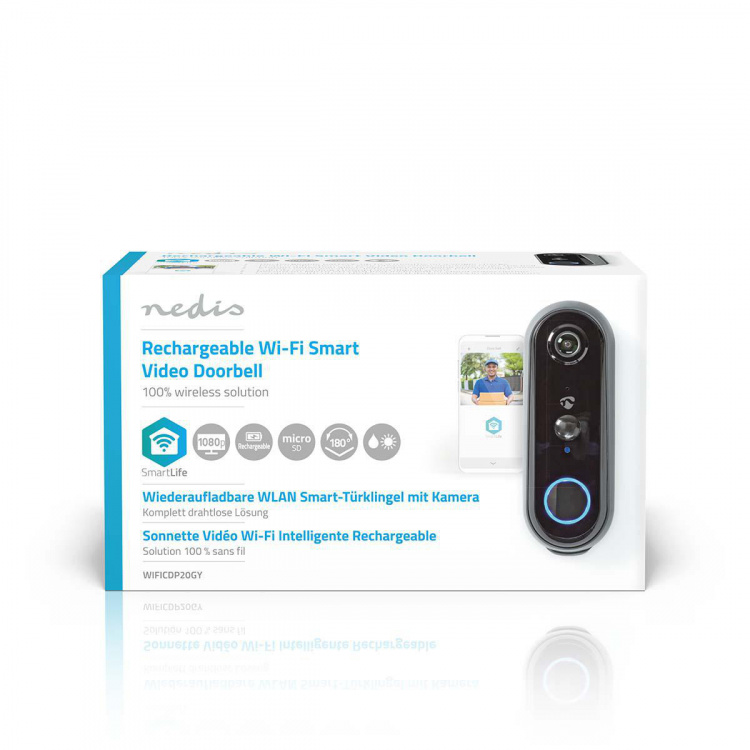 Nedis Smartlife Video Porttelefon | Batteridriven | Full HD 1080p | microSD (ingår inte) / Molnlagring (tillval) | IP54 | Med rörelsesensor | Nattsikt | Grå Nedis Smartlife Video Porttelefon | Batteridriven | Full HD 1080p | microSD (ingår inte) / Molnlagring (tillval) | IP54 | Med rörelsesensor | Nattsikt | Grå