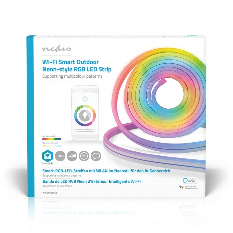 Nedis SmartLife LED-Remsa | Flerfärgad | SMD | 5.00 m | IP65 | 2700 K | 480 lm | Android™ / IOS Nedis SmartLife LED-Remsa | Flerfärgad | SMD | 5.00 m | IP65 | 2700 K | 480 lm | Android™ / IOS