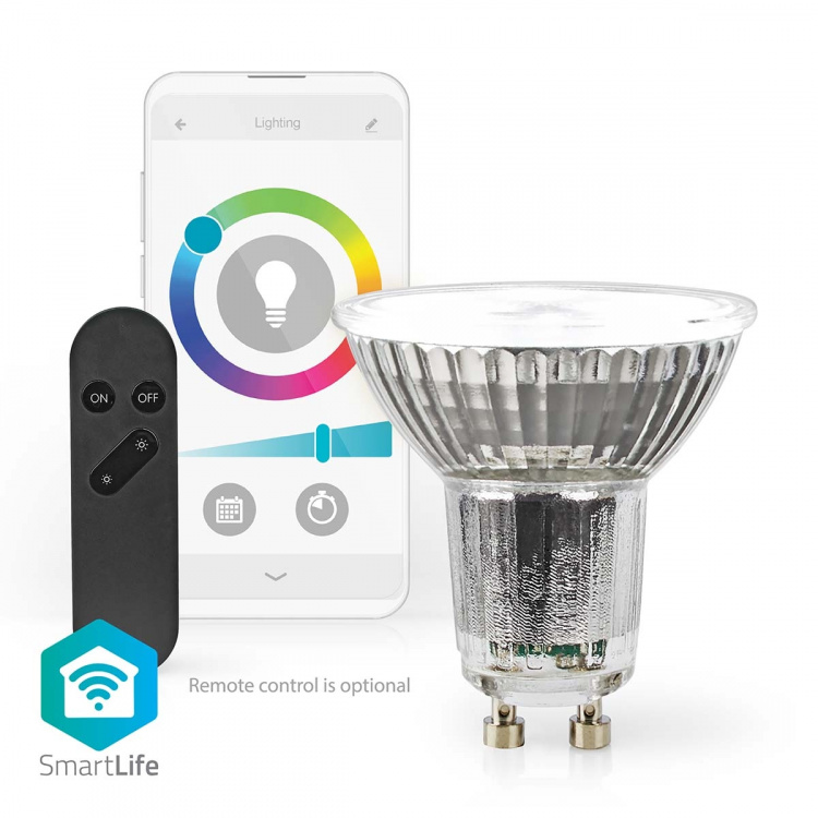 Nedis SmartLife LED Spot | Wi-Fi | GU10 | 345 lm | 5 W | RGB / Varm till cool vit | 2700 - 6500 K | Energiklass: G | Android™ / IOS | PAR16 | 1 st Nedis SmartLife LED Spot | Wi-Fi | GU10 | 345 lm | 5 W | RGB / Varm till cool vit | 2700 - 6500 K | Energiklass: G | Android™ / IOS | PAR16 | 1 st