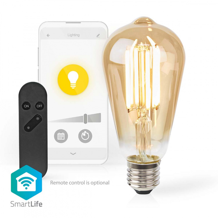 Nedis SmartLife LED vintage lampa | E27 | 806 lm | 7 W | Varm Vit | 1800 - 3000 K | Glas | Android™ / IOS | ST64 | 1 st