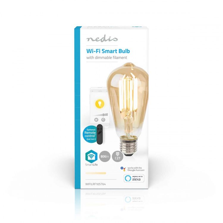 Nedis SmartLife LED vintage lampa | E27 | 806 lm | 7 W | Varm Vit | 1800 - 3000 K | Glas | Android™ / IOS | ST64 | 1 st