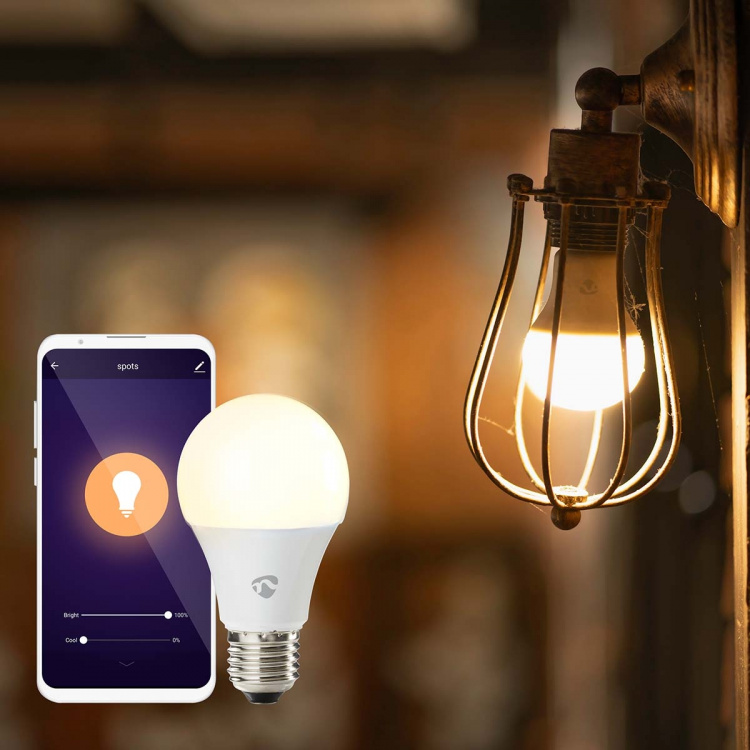 Nedis SmartLife LED-Lampor | Wi-Fi | E27 | 806 lm | 9 W | Varm till cool vit | 2700 - 6500 K | Android™ / IOS | Glödlampa | 1 st