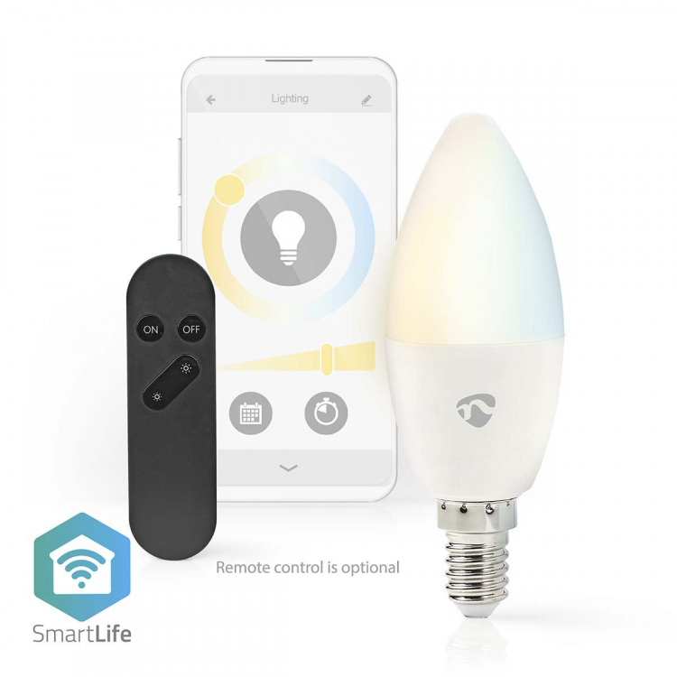 Nedis SmartLife LED-Lampor | Wi-Fi | E14 | 470 lm | 4.90 W | Varm till cool vit | 2700 - 6500 K | Android™ / IOS | Ljus | 1 st