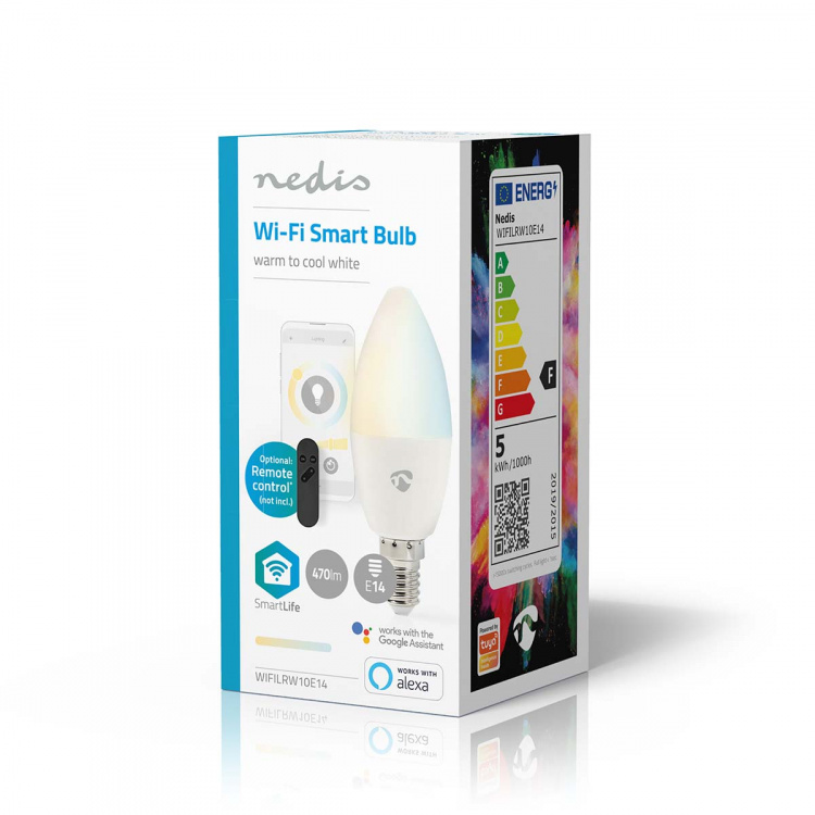 Nedis SmartLife LED-Lampor | Wi-Fi | E14 | 470 lm | 4.90 W | Varm till cool vit | 2700 - 6500 K | Android™ / IOS | Ljus | 1 st