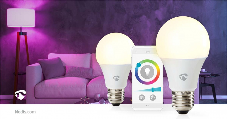 Nedis SmartLife Full Färg Glödlampa | E27 | 806 lm | 9 W | RGB / Varm till cool vit | 2700 - 6500 K | Android™ / IOS | Glödlampa | 2 st
