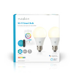 Nedis SmartLife Full Färg Glödlampa | E27 | 806 lm | 9 W | RGB / Varm till cool vit | 2700 - 6500 K | Android™ / IOS | Glödlampa | 2 st