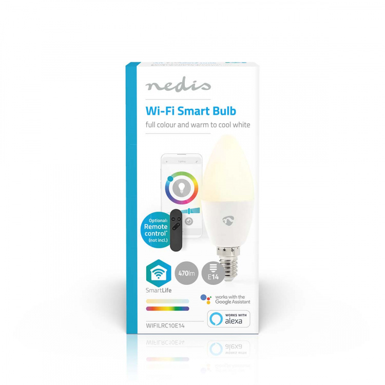 Nedis SmartLife Full Färg Glödlampa | E14 | 470 lm | 4.90 W | RGB / Varm till cool vit | 2700 - 6500 K | Android™ / IOS | Ljus | 1 st