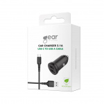 Gear Laddare 12-24V 2xUSB 3.4A Svart USB-C 2.0 Kabel 1m